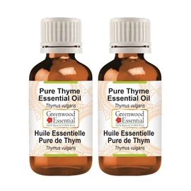 Greenwood Essential Pure Thyme Essential Oil (Thymus vulgaris) 100% Natural Therapeutic Grade Steam Distilled for Personal Care (Pack of Two) 100ml X 2 (6.76oz)