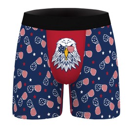 Ainuno American Flag Underwear for Men,Funny Boxer Briefs Novelty Boxers Blue Men's Underwear Fun Hilarious Gag Gifts for Man Husband Boyfriend 3D Graphic Underwear Shorts Design Printed Underpants