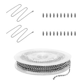 LINTRA 3 Pieces Ball Chain Stainless Steel 5 m and 90 cm Hanging Chain Ball Chain, 2.4 mm 304 Stainless Steel Ball Chain Extension Chain with 20 Connectors for Necklace, Bracelet, Key Chain