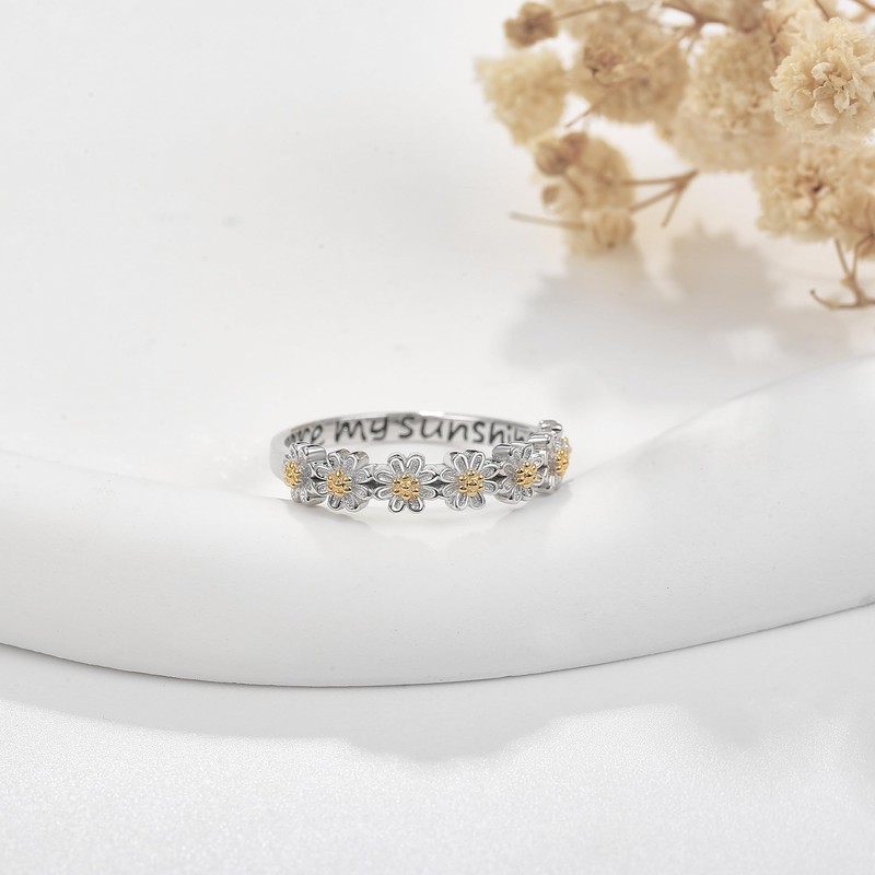 URONE Daisy Ring 925 Silver Daisy Jewelry Daisy Gifts for