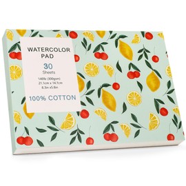 Watercolour Paper Pad 300GSM, A5 Cotton Watercolour Sketchbook 30 Sheets Cold Press Water Colour Paper for Artist Student, Art Painting Drawing Mixed Media
