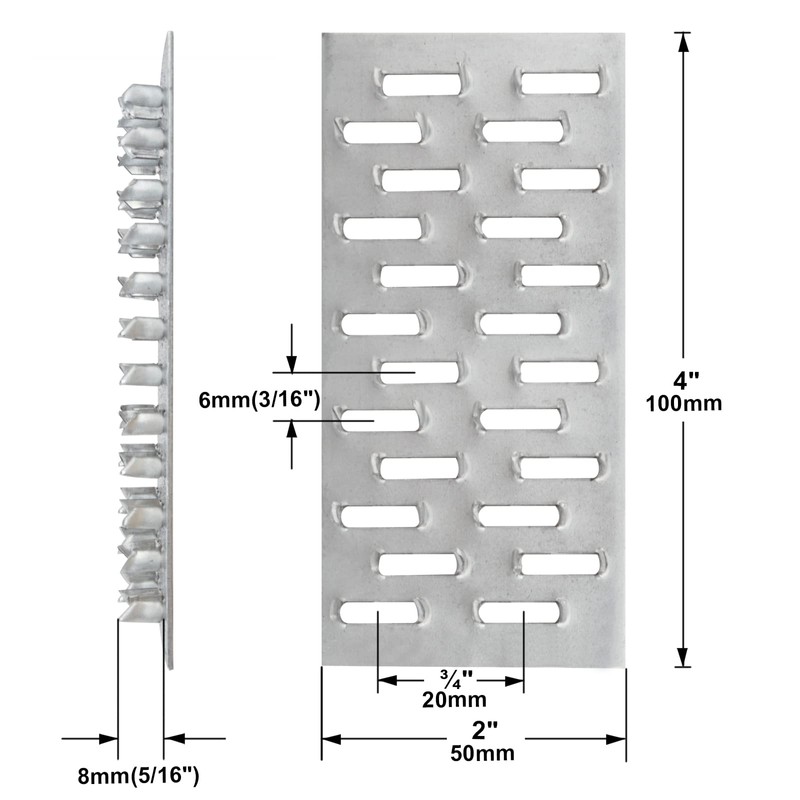 TSSS 20 PCS 100 x 50mm Pronged Truss Plate, Repair
