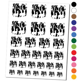 Pair of Deer Silhouette in Forest Temporary Tattoo Water Resistant Fake Body Art Set Collection - Black (One Sheet)