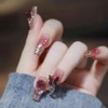 Nail Tips, Short, 24 Pieces, Silver Edge, Red, Gradient, False