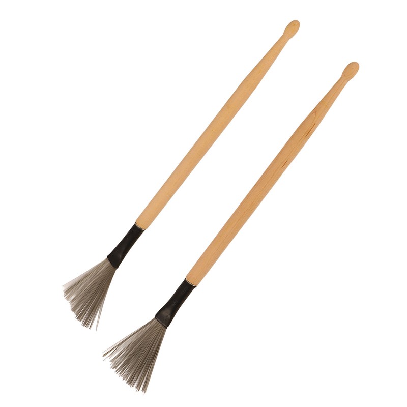 2Pcs Drum Stick Brush Wood Retractable Wire Combination Musical Instrument