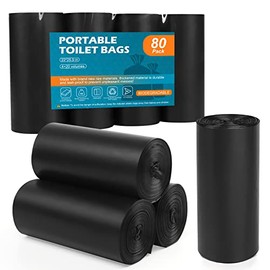 BOYONE 80 Portable Camping Toilet Bags, 8 Gallon Leak-Proof, 1.1 Mil Super Thick Biodegradable Waste Bags for Outdoor Boating Travel