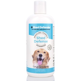 Shed Defender Shed Defense Shampoo for Dogs, Cats to Reduce Shedding, Veterinarian Recommended, Healthy Skin & Coat, Omega 3 & 6, Vitamin E, Natural Ingredients, Plant Based, Hypoallergenic, Chamomile
