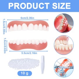 NHQZ 2 Paare Falsche Zähne Veneers, Zahnprothesen, Furniere Zähne Kosmetische Zahnabdeckung Gefälschte Zähne Provisorische Zahnprothese Künstliche Zähne Zahnersatz