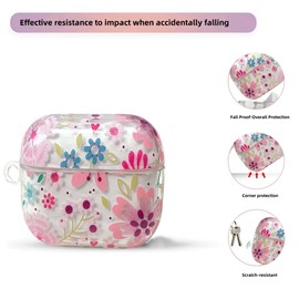 Casevita Flower Case Compatible with AirPods 4 Active Noise Cancelling with Keychain Cute Clear Aesthetic Soft TPU Protective Case for Men Women