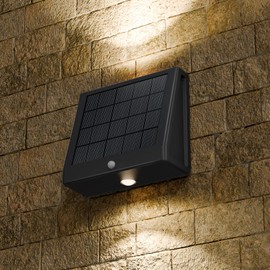 Solar Outdoor Lights Motion Sensor LED Powered Fence Lights, Warm White, IP65 for House Patio Backyard Pathway Deck (B)