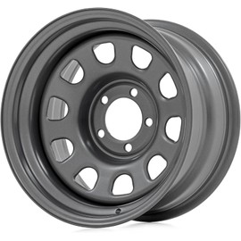 Rough Country Gray Steel Wheel - 16x8, 6x5.5 Bolt Pattern, 12mm Offset, 4.25 Bore, Heavy-Duty D-Window Off-Road Rim for Trucks & Jeeps