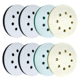 Ulifebet 8 Pcs Orbital Sander Pads, 5 Inch, 3 Hardness Levels (Black Soft, Yellow Medium, Green Hard), Foam, Compatible with Orbital Sander