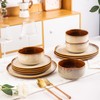 LeRatio Ceramic Dinnerware Sets,12-Piece Plates and Bowls,Handmade Reactive Glaze Dishes