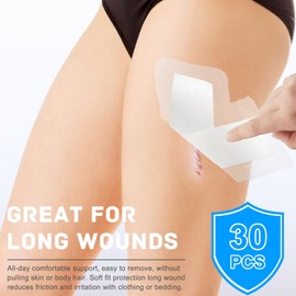 30 Pack 4"x12" Waterproof Adhesive Island Dressing for Post-Surgery Recovery | Sterile Bordered Gauze Bandages with Non-Stick Pad for Knee/Hip Replacement, Surgical Incision Care & Shower Protection