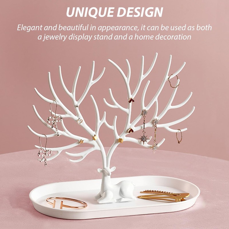 EHDWXVZM 2-Piece Jewellery Stand with Side Shelf, Jewellery Stand, Earring