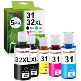 32XL Black Ink Bottle 31 Ink Bottle Set Compatible Replacement for HP Smart Tank Printer 6001 7602 7301 5100 5101 5000 5102 757 7601 755 7601 6002 7302 7001, Smart Tank Plus 651 551 Ink Refill