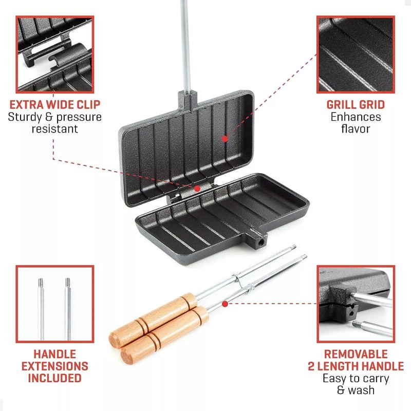 Uno Casa Xl Double Pie Iron Cast Iron Camping Food