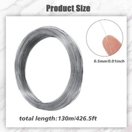 Nogeqi 0.5mm/24 Gauge Bendable Wire for Crafts, 426.5ft Soft Thin Metal Wire for Jewelry Making Beading Sculpting Wrapping DIY Earring (Silver)