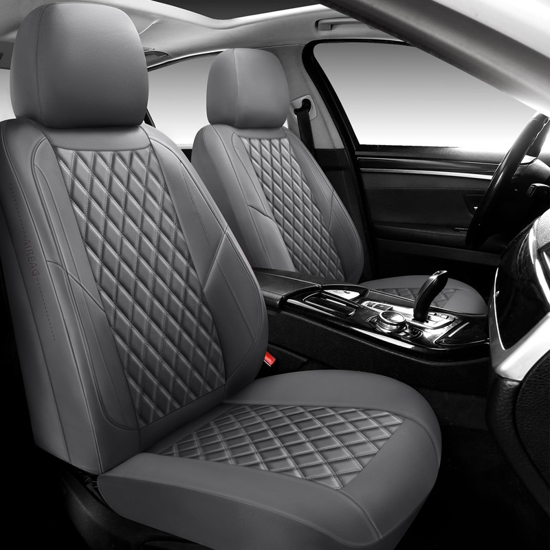GEEYONTEK Premium Leather Car Seat Covers Front Pair,Universal Fit for