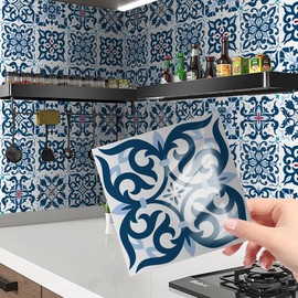 AWLZJZQA 12 Pcs(6"x6") Retro Mexican Tile Stickers Peel and Stick Decorative Backsplash Wall Decals Self-Adhesive Water-Proof Removable Vinyl DIY Murals for Kitchen Bathroom Stairs Décor Wallpaper