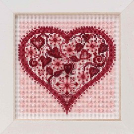 Valentine Heart Beaded Counted Cross Stitch Kit Mill Hill 2019 Buttons & Beads Spring MH141912