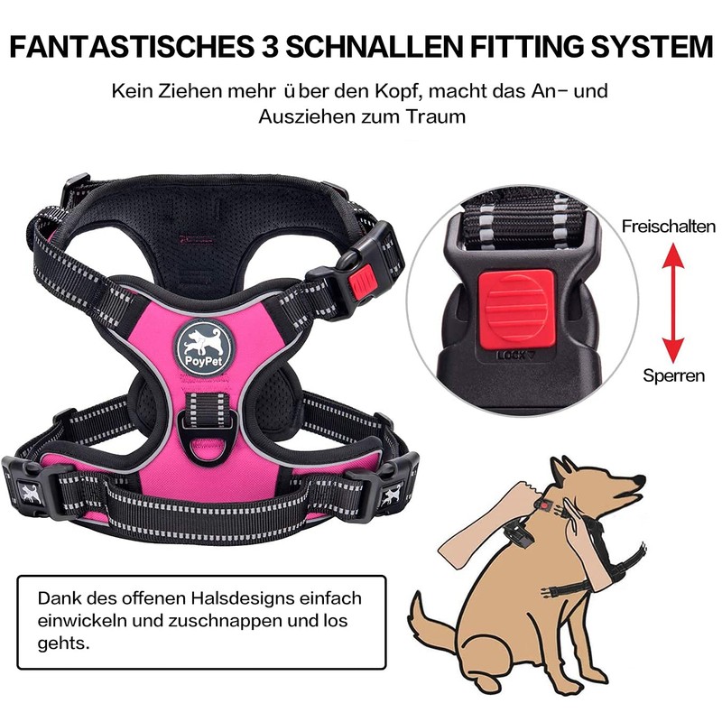 PoyPet No Pull Dog Harness, Front Reflective Pet Vest for