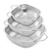 E-far 3 Pack Colander for Kitchen, Square Stainless Steel Metal