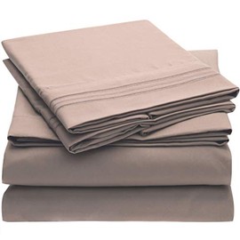 Mellanni Bed Sheet Set - Brushed Microfiber 1800 Bedding - Wrinkle, Fade, Stain Resistant - 3 Piece (Twin XL, Tan)
