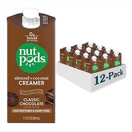 nutpods Classic Chocolate (12-Pack), Unsweetened Dairy-Free Creamer, Made from Almonds and Coconuts, Whole30, Keto, Gluten Free, Non-GMO, Vegan, Kosher