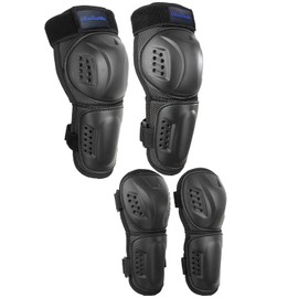 Kids Knee Shin Guard with Elbow Pads for Cycling Motorcycle ATV, Outdoor Sports Protective Gear Suitable for Motocross Skateboarding Skating e-Bike Dirt Bike (Black(for 3-9 YO))