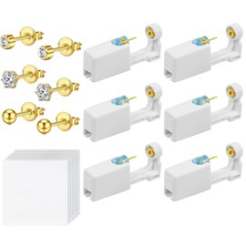 Aucuu Ear Piercing Gun, Disposable Ear Piercing Gun, Sterile Sterile Safety Ear Piercing Gun, Piercing Gun with Stud Earrings, Painless Self-Piercing Tool, 1, 1