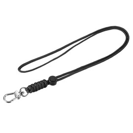 YOKIVE 1 Pcs Paracord Lanyard with Clasps, Necklace Keychain Cord Metal Hooks Straps | Great for Home Keys, ID Cards, Badge Holders (Black, 19-Inch)