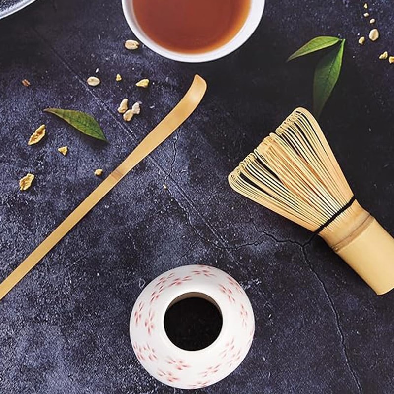 Tea Utensils, Chasen Stand, Restoration, Ceramic, Matcha Pot (Cherry Blossom)