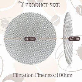 Espresso Puck Screen,Joogee 2 Packs Coffee Portafilter Puck Screen Metal Coffee Reusable Filter for Espresso Portafilter Filter Basket,58.5mm - 1.7mm Thickness 100μm - Stainless Steel