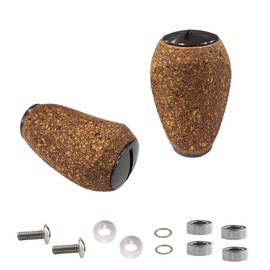 VISPREA For SHIMANO DAIWA CORK Wood Knob Power Handle Knob Bait Reel Handle Replacement Screw Bearing YU324 (Black)