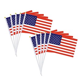 GentleGirl 12 Pack American USA Stick Flag Small Mini US United States Hand Held Flags Banner July 4th Veteran Party Memorial Day Outdoor Yard Decorative,5"x 8" Inch