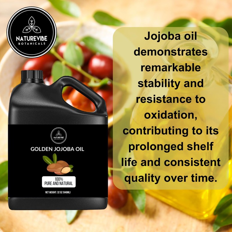 Naturevibe Botanicals Golden Jojoba Oil 32 oz – 100% Pure,