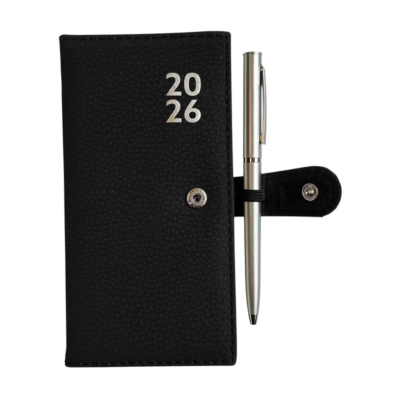 2026 Slim Soft Touch Faux Leather Desk Diary & Pen