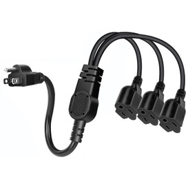 1 to 3 Power Extension Cord Y Splitter, 3-Prong Heavy Duty Indoor Outdoor Cable Outlet Protector, NEMA 5-15P to NEMA 5-15R, Y-Type 3 Outlet Extension Cord for Home, Room, Office (20 Inch)