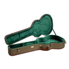 Crossrock Master Series- Wooden OM/Martin 000-14 Fret Acoustic Guitar Case- Security Lock, Genuine Leather Handle, Reinforced Hardware, Metal Feet, Storage Space- Olive Green Tweed (CRW720OMOG)