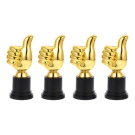 TEHAUX Pack of 4 Sports Trophies in Gold for Children, Thumbs Up Award Trophies for Children, Plastic Gold Trophy, Trophy Cups for Award Ceremony, Party, Award Winners, Sports