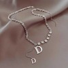 Wendalern Silber Initial Drop Y Halskette Cubic Zirconia Letter D