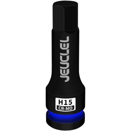 JEUCLEL 15mm Hex Impact Bit Socket, H15 1/2-Inch Impact Drive Allen Socket, Cr-Mo Steel Lengthen Hex Screwdriver Adapter for Electric Ratchet Wrenches Fastening Screws