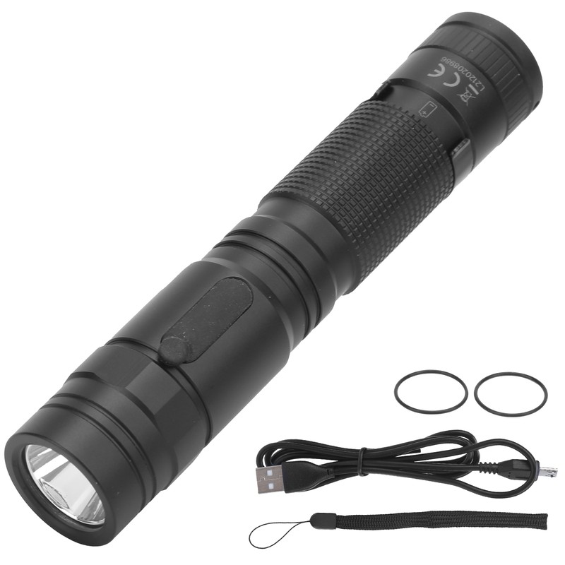 LED Flashlight Built in 1800mAh Lithium Battery IPX6 Waterproof Torch