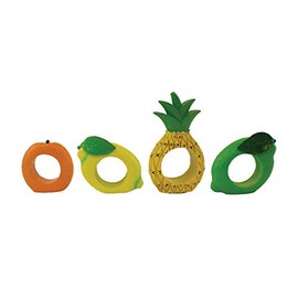 Beachcombers Resin Fruit Themed Set Of 4 Napkin Rings Multi