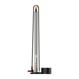 LEZYNE Steel Floor Drive 3.5 High Pressure Bicycle Floor Pump with 3.5" Analog Gauge - Durable 220 PSI Tire Air Pump for Road/Track Bikes - ABS-1 Pro Chuck Fits Presta & Schrader Valve - Flat Gray