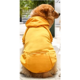 Dog Hoodie for Small Medium Large Dogs,Fleece Hoodie for Dogs with Zipper Pocket,Fall Winter Dog Hoodie for All Sized Dogs (Yellow, 2XL)