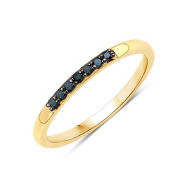 Rafaela Donata Women's Ring 925 Sterling Silver Yellow Gold-Plated 14 Carat with Blue Diamond Gemstone Ring Size 1.50 mm, Diamond