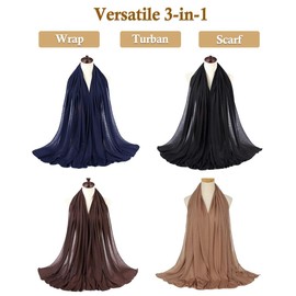 Nonbongoy 4PCS Head Wraps for Black Women Stretch Headwraps Large Hair Wraps Hijab Scarves for Muslim Head Scarf Turban Headbands