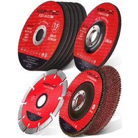 KSP-Tec® │15 Cutting Discs 125 x 1.0 mm [With Safety Glasses and Ear Protection] 2 Flap Discs 1 Flex Disc Stone │ for Steel, Stainless Steel and Stone